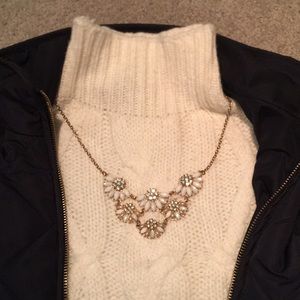 Gold and white daisy statement necklace